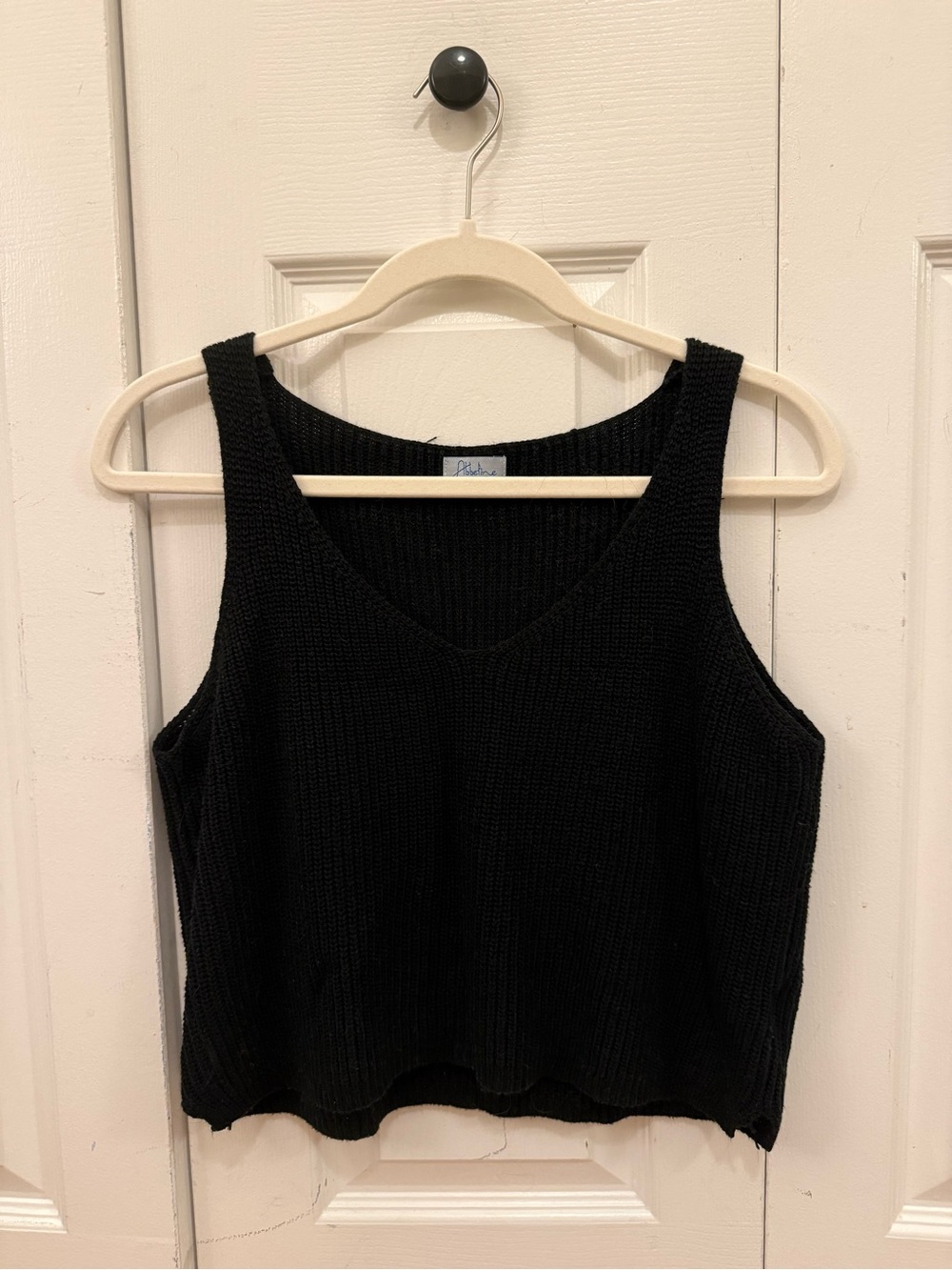 Abbeline Black Knit V-Neck Tank Top